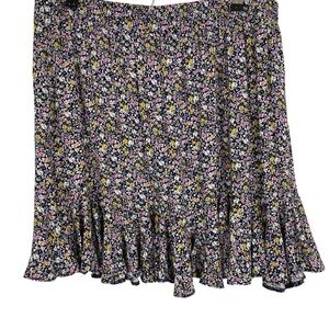 Loft Outlet Womens Floral Ruffle Hem Mini Skirt Size XL Multicolor Elastic Waist
